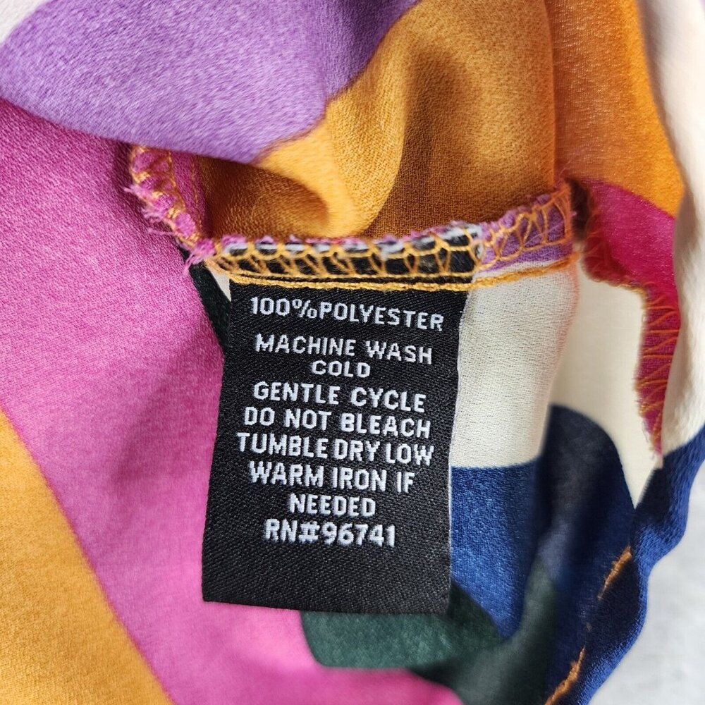 Womens Signature Studio Colorful Striped Blouse Shirt V Neck Button Down S - Picture 5 of 9